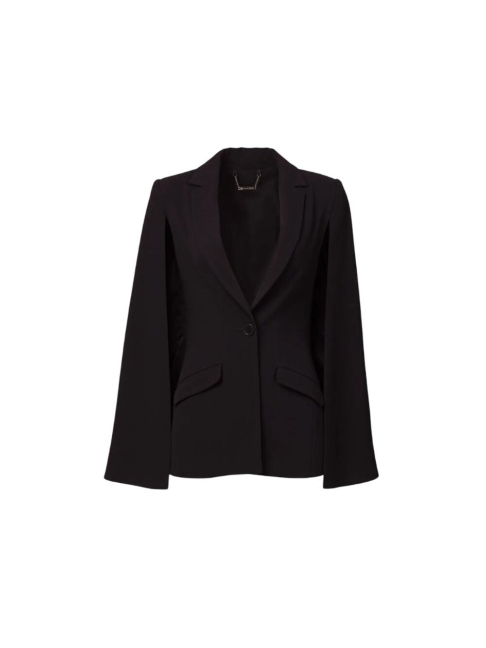 Trina Turk Bee Cape Blazer Jacket Womens 4 Black Crepe Long Sleeve One Button - Picture 2 of 13